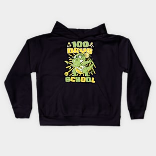 100 Days of school featuring a Rocking T-rex dino #1 Kids Hoodie